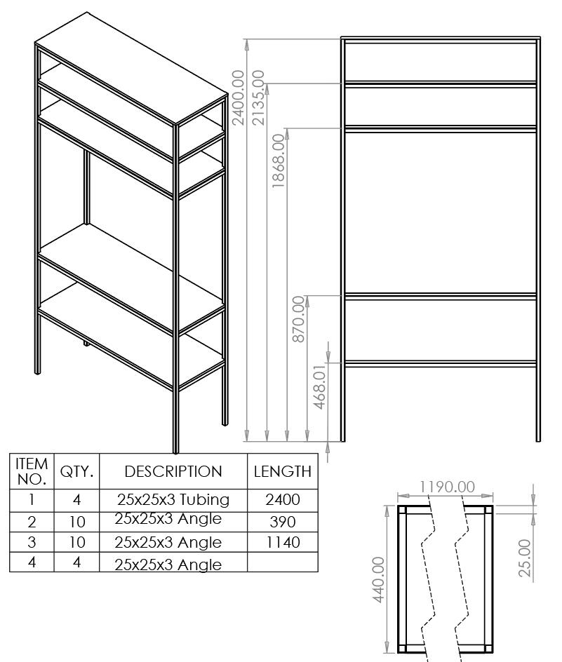 Steel tube shelf